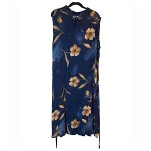 Moody Florals Midi Dress - Navy and Gold
